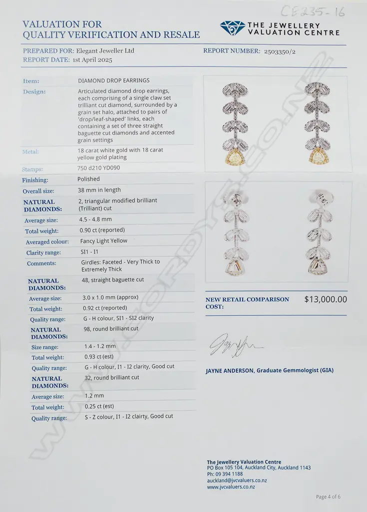 A pair of 18ct white gold yellow and white diamond earrings, Image 1++
