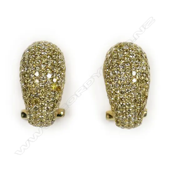 A pair of 18ct gold and yellow diamond earrings,