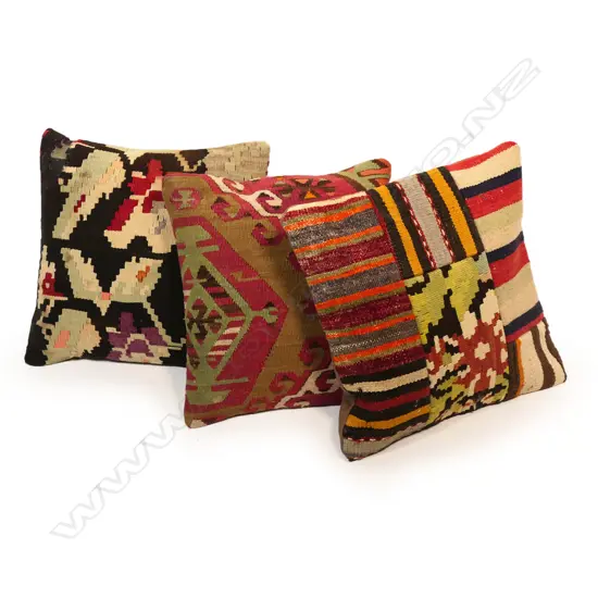 Three handwoven kilim cushions,