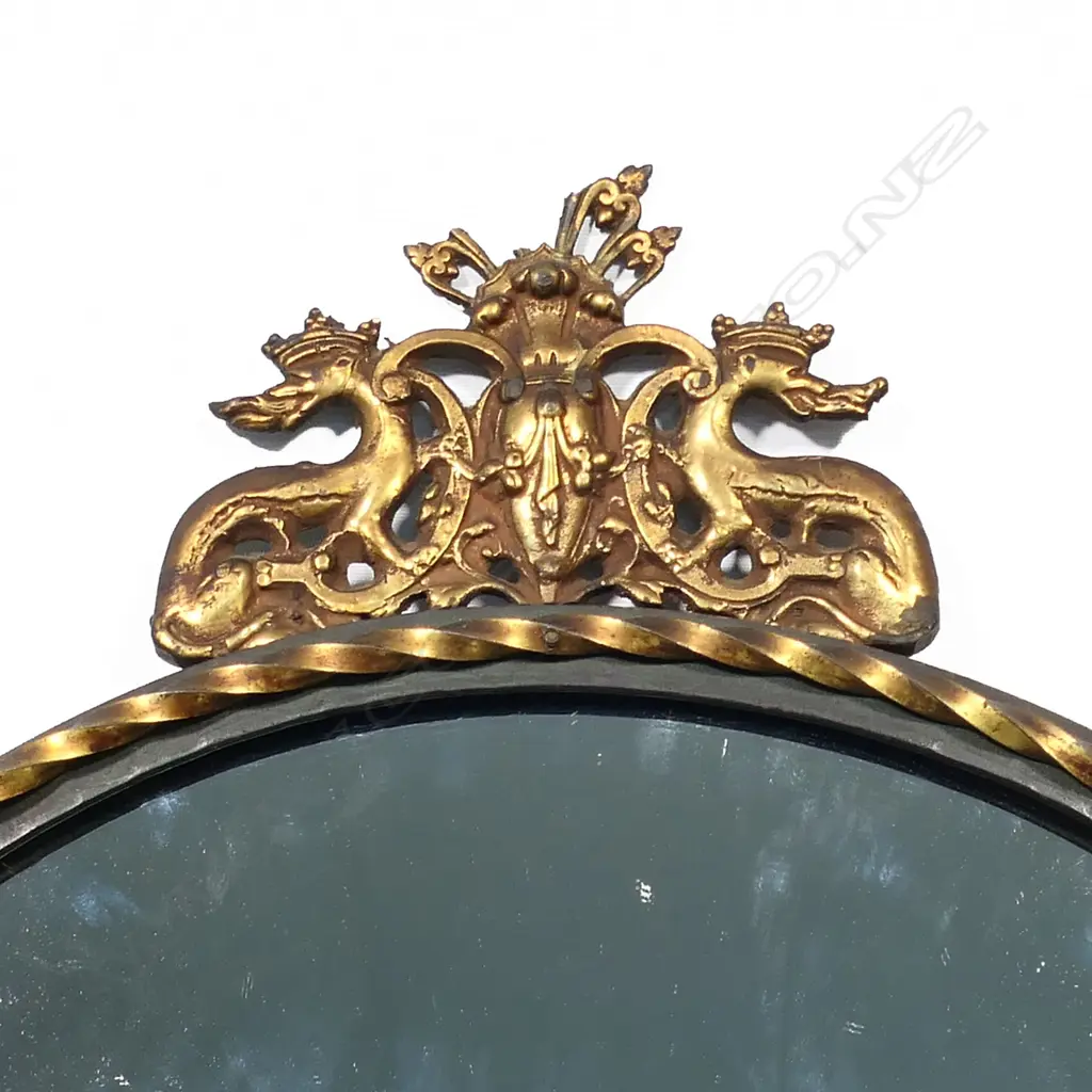 An unusual brass and marble console table and mirror, Image 1++