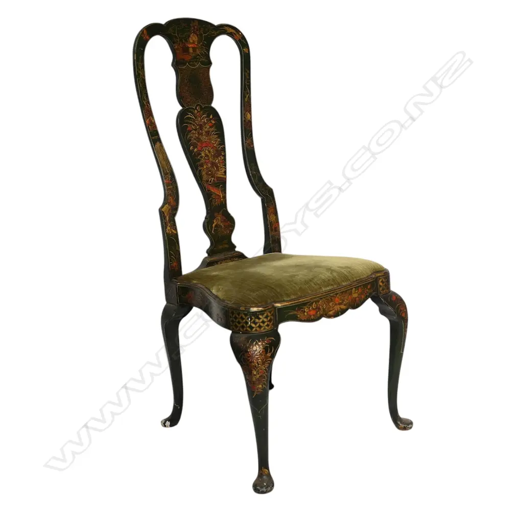 Three vintage chinoiserie dining chairs, Image 1++