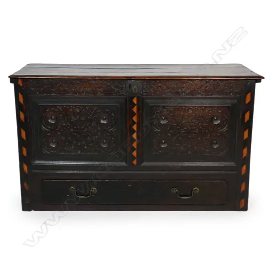 A Georgian oak country mule chest,