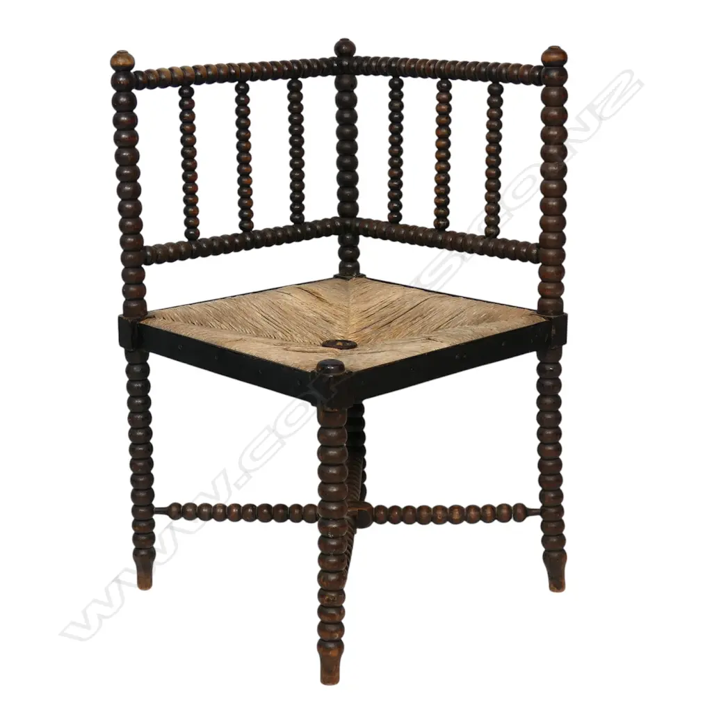 A late 19thC Arts & Crafts bobbin turned corner chair, Image 1++
