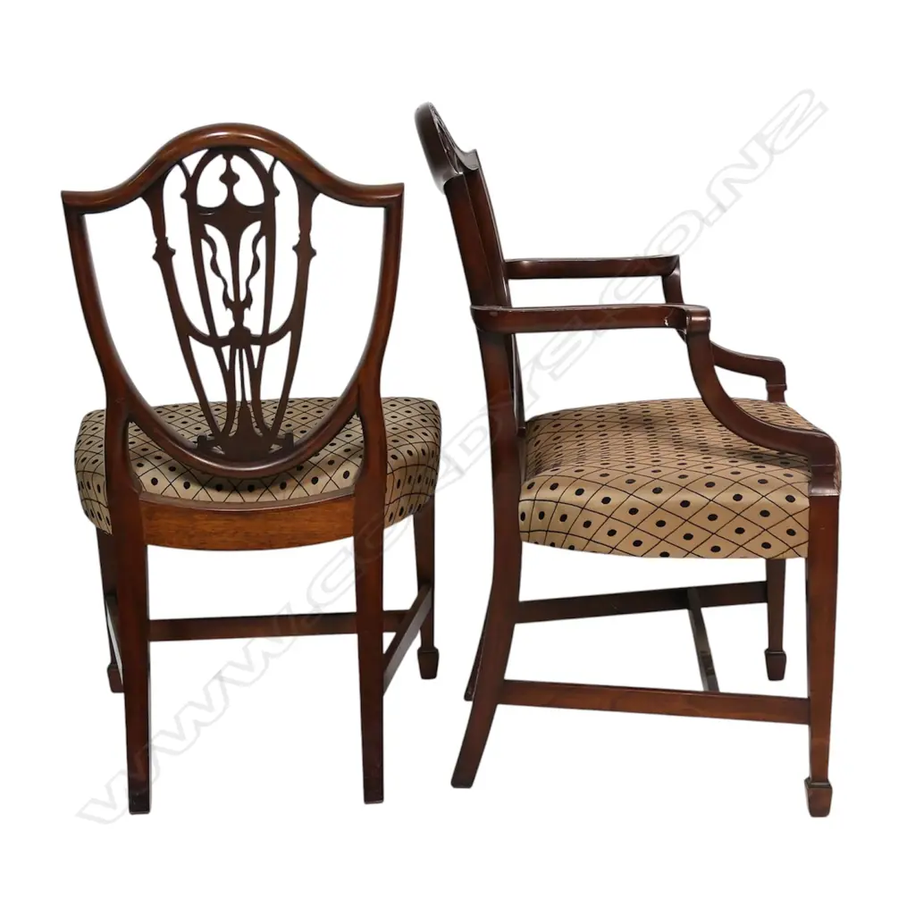 A set of six mahogany 20thC Adams style dining chairs, Image 1++