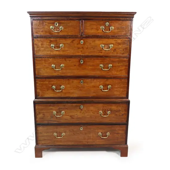 A Georgian mahogany chest on chest,