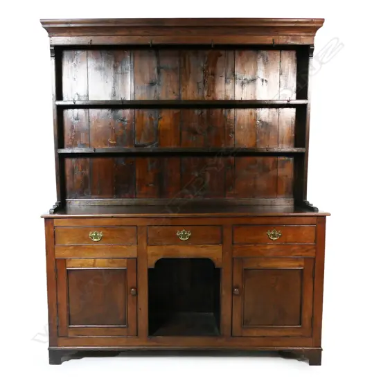 A late Georgian oak dog-kennel Welsh dresser,