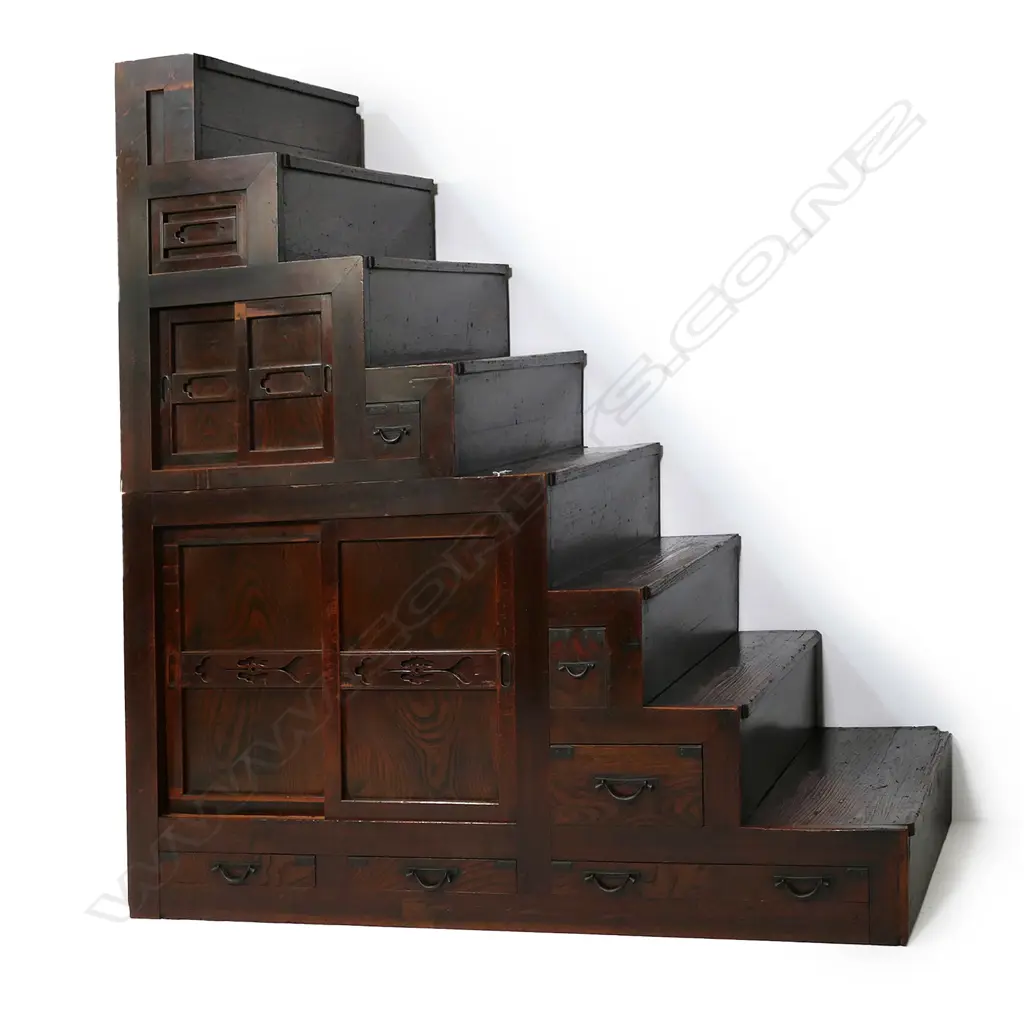A good original 19thC Japanese Kaidan Tansu step chest, Image 1++