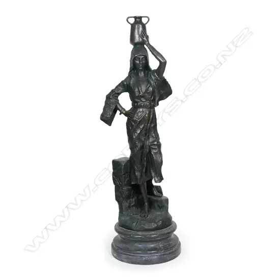 An antique style bronze of a female water carrier,