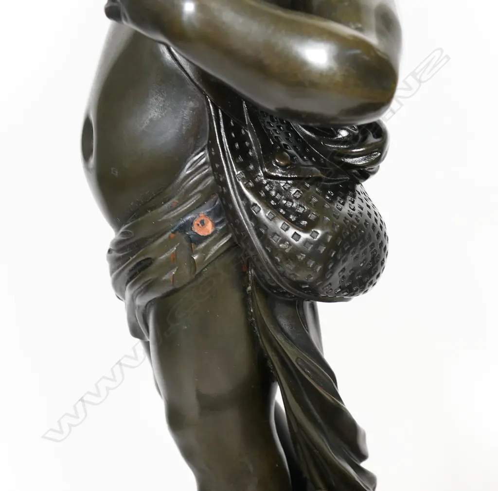 A pair of impressive French 19thC bronze and marble cherub sculptures, Image 1++