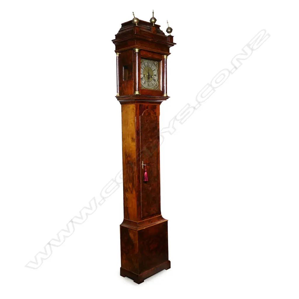 A George II walnut on oak long case clock, Image 1++