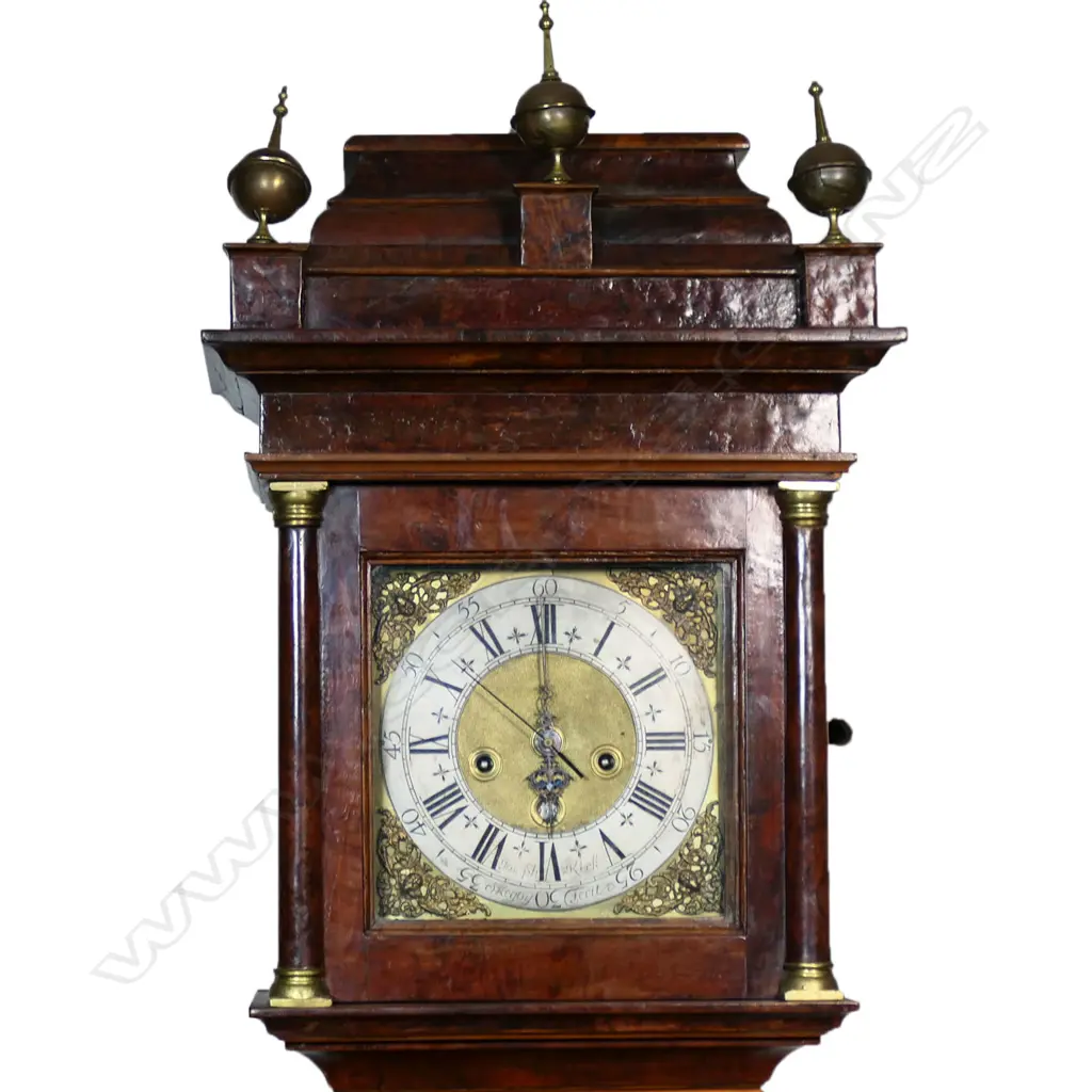 A George II walnut on oak long case clock, Image 1++