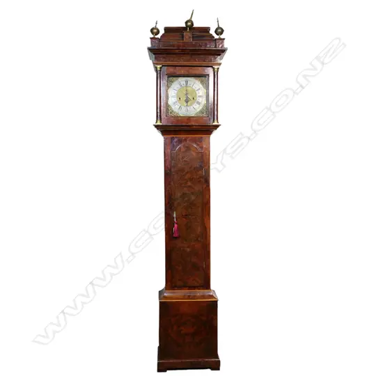 A George II walnut on oak long case clock,