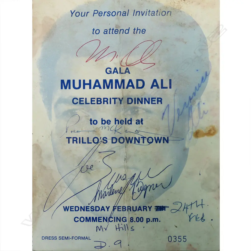 A signed Muhammad Ali 1979 Invitation from his 'Down Under' tour to New Zealand, Image 1++