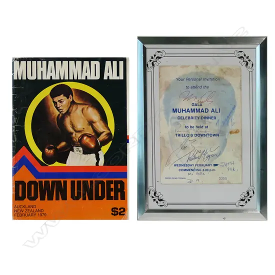 A signed Muhammad Ali 1979 Invitation from his 'Down Under' tour to New Zealand,