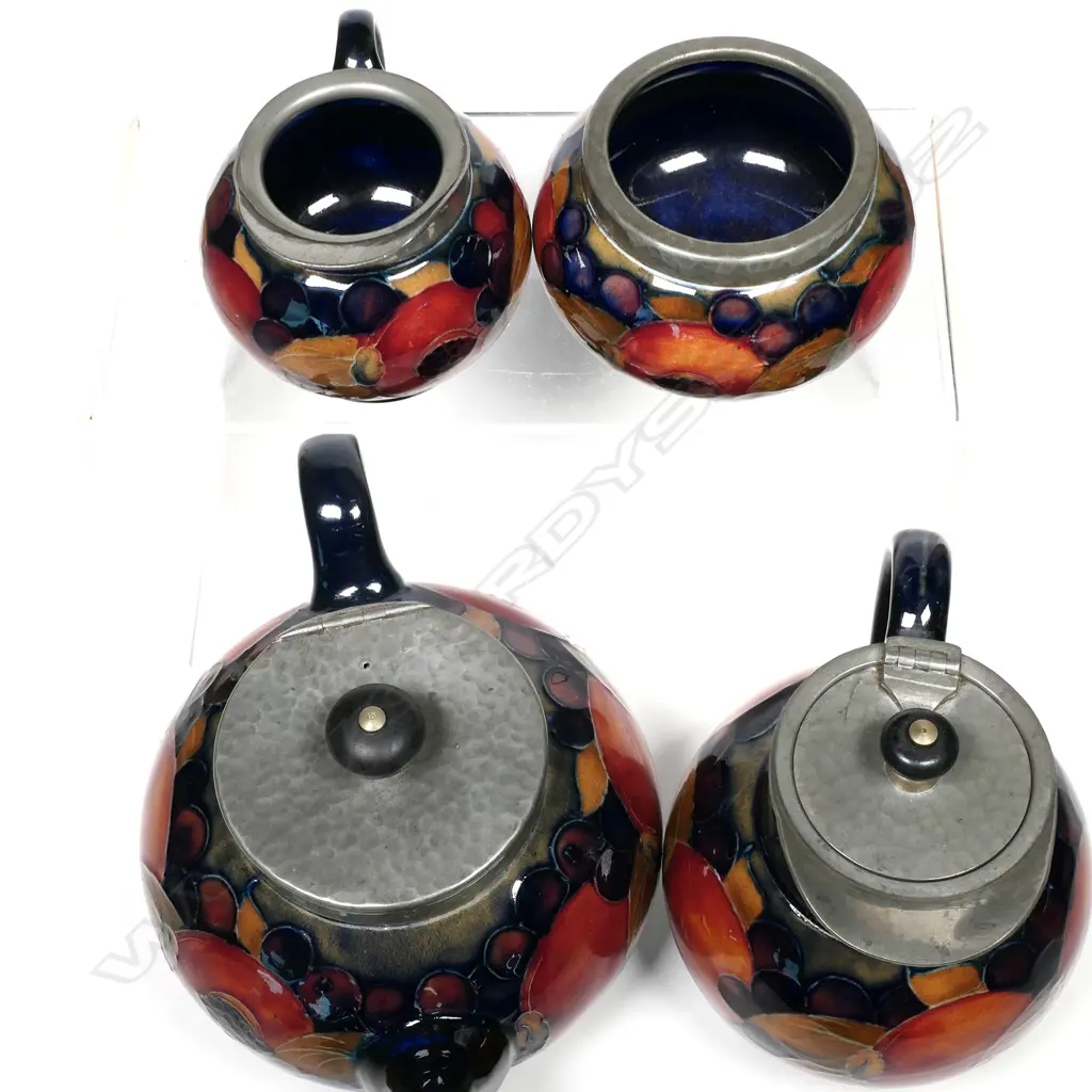 A William Moorcroft Pomegranate four-piece tea service, Image 1++