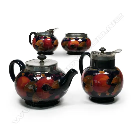 A William Moorcroft Pomegranate four-piece tea service,