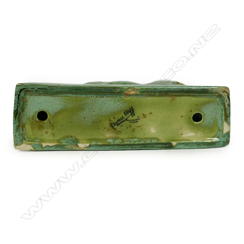 A Clarice Cliff Art Deco green art glaze boar sculpture, Image 1++