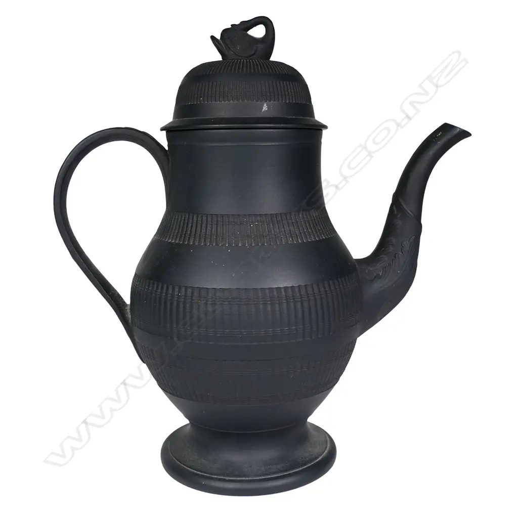 A 19thC Wedgwood black basalt coffee pot, Image 1++