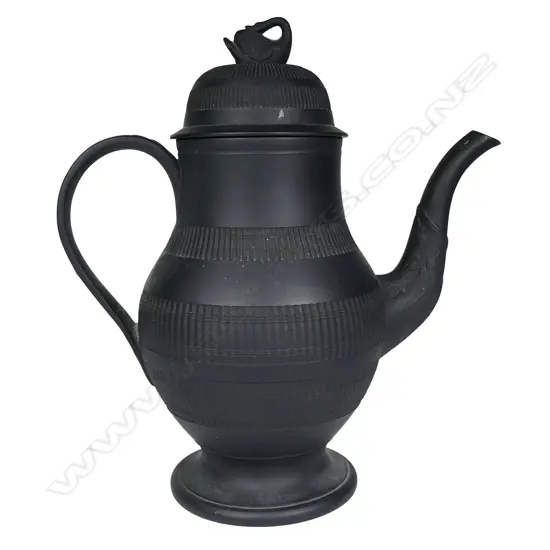 A 19thC Wedgwood black basalt coffee pot,