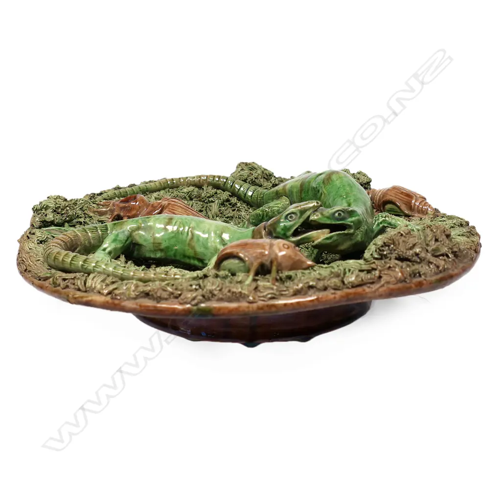19thC Manuel Mafra Portuguese Palissy majolica wall plate, Image 1++