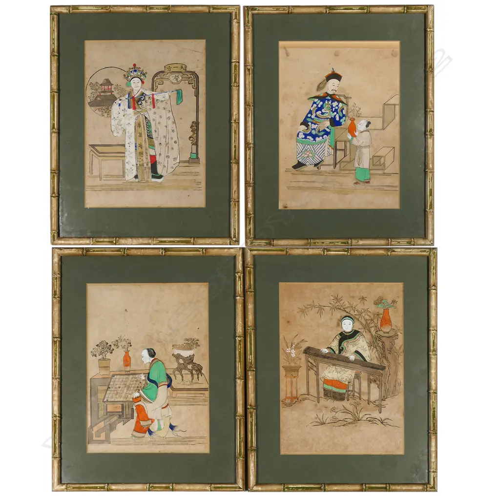 Four 19thC watercolours on pith paper, Image 1++