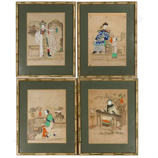 Four 19thC watercolours on pith paper,