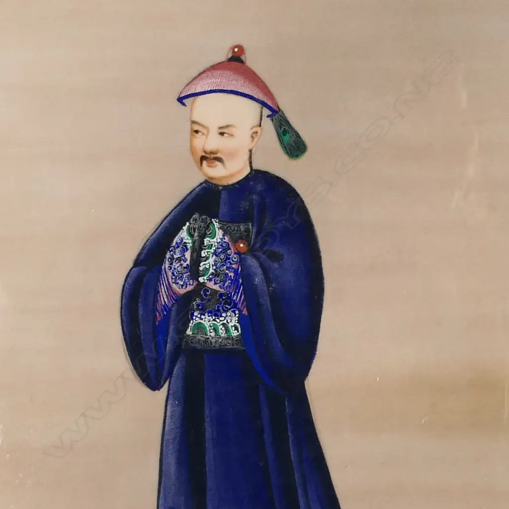 Two 19thC Chinese watercolour paintings on pith paper, Image 1++