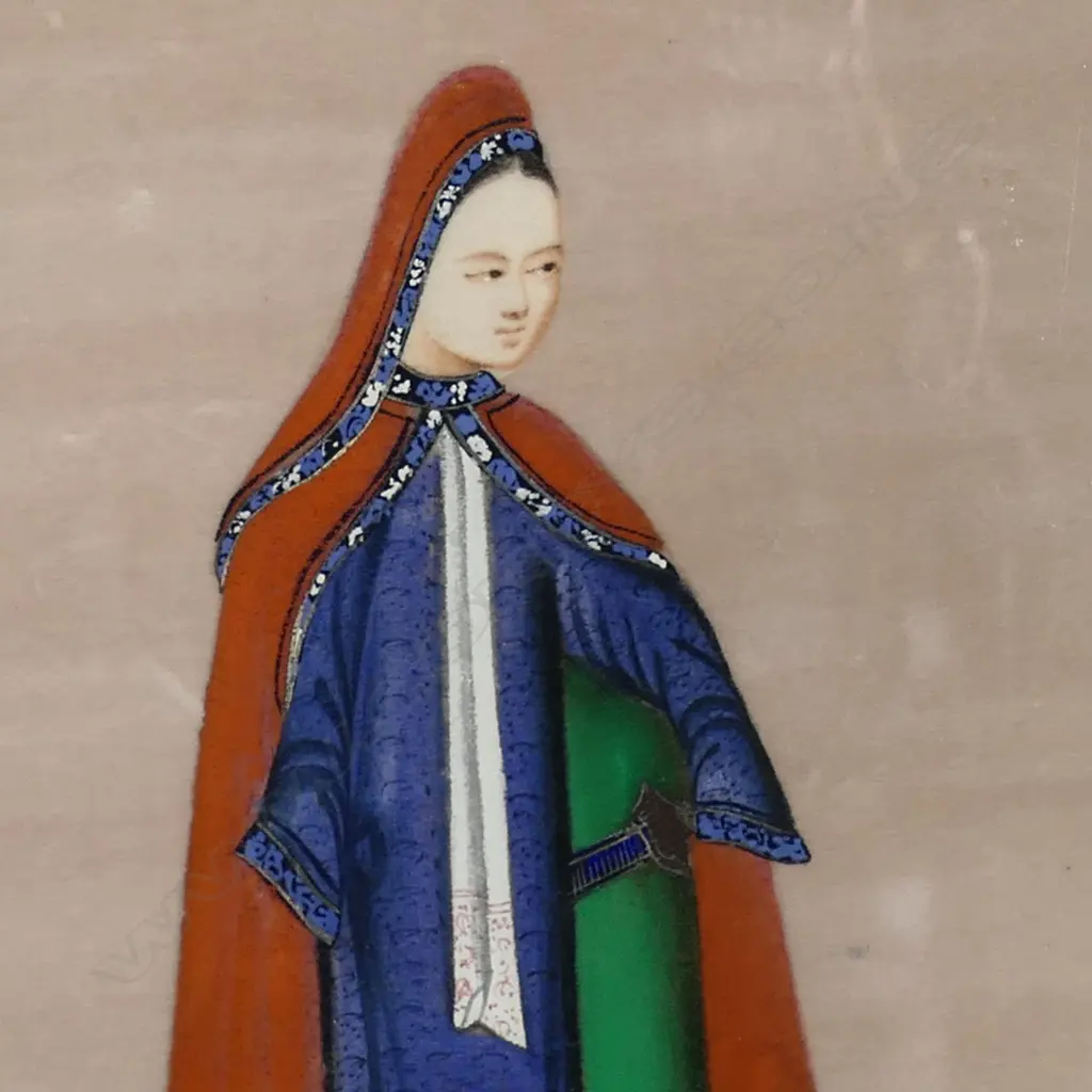 Two 19thC Chinese watercolour paintings on pith paper, Image 1++