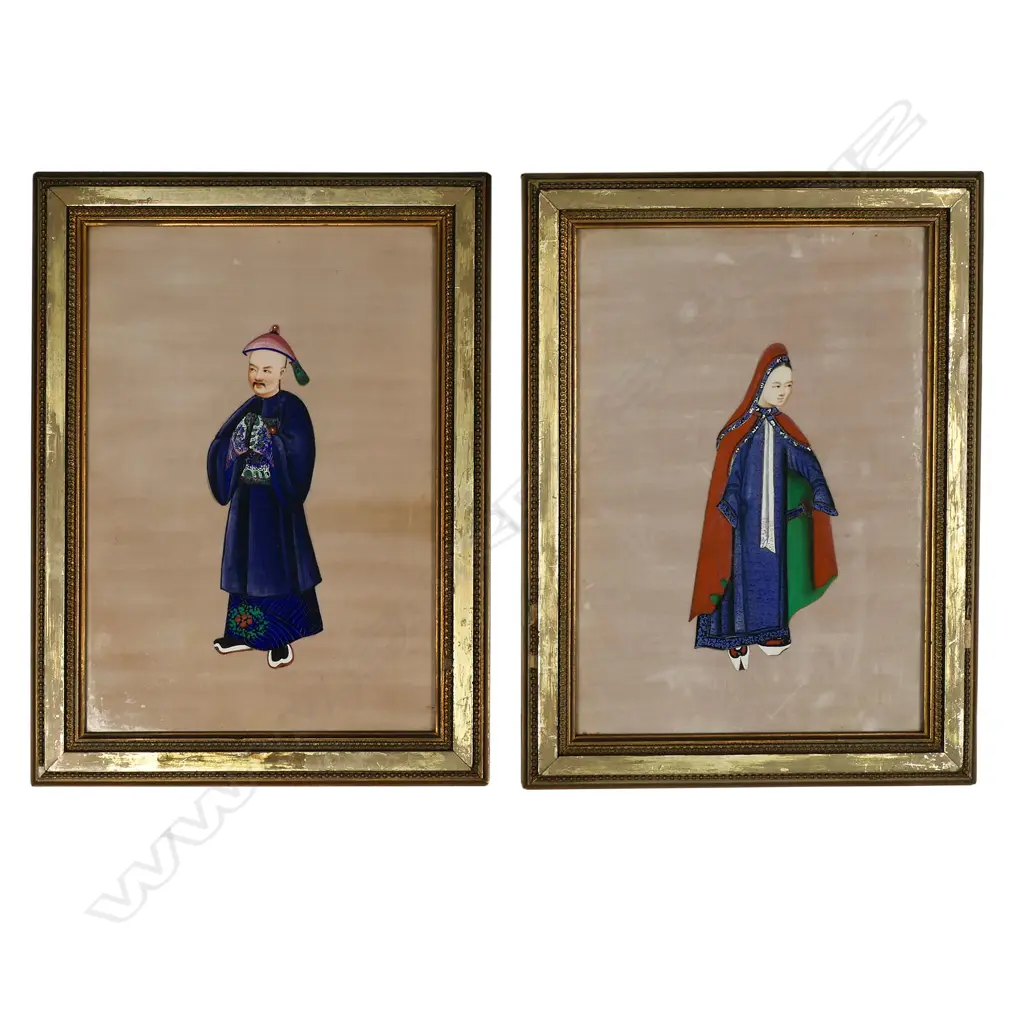 Two 19thC Chinese watercolour paintings on pith paper, Image 1++