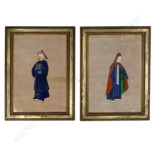 Two 19thC Chinese watercolour paintings on pith paper,