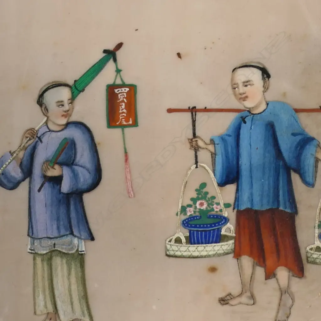 Two 19thC Chinese watercolour paintings on pith paper, Image 1++