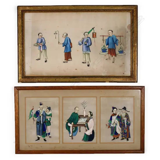 Two 19thC Chinese watercolour paintings on pith paper,