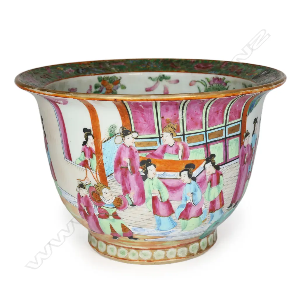 19thC Chinese Canton famille rose enamelled jardiniere, Image 1++