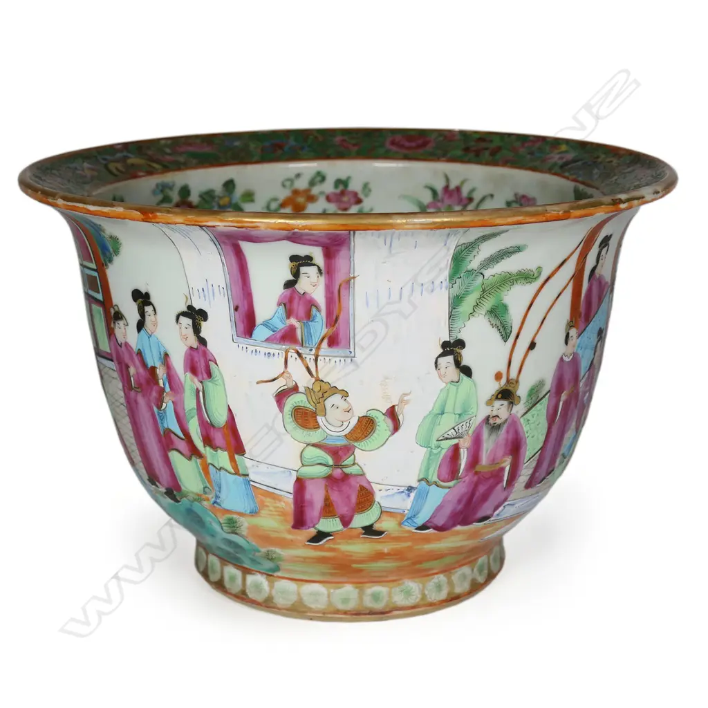 19thC Chinese Canton famille rose enamelled jardiniere, Image 1++