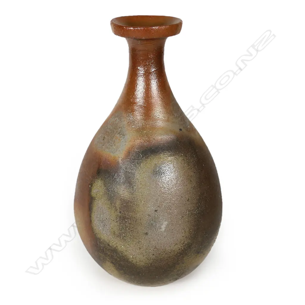 Japanese signed anagama fired studio pottery vase, Image 1++