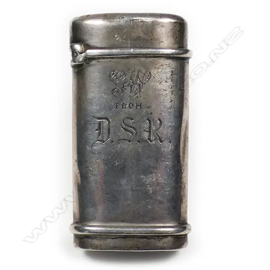 A Victorian silver vesta engraved with crests and mottos,