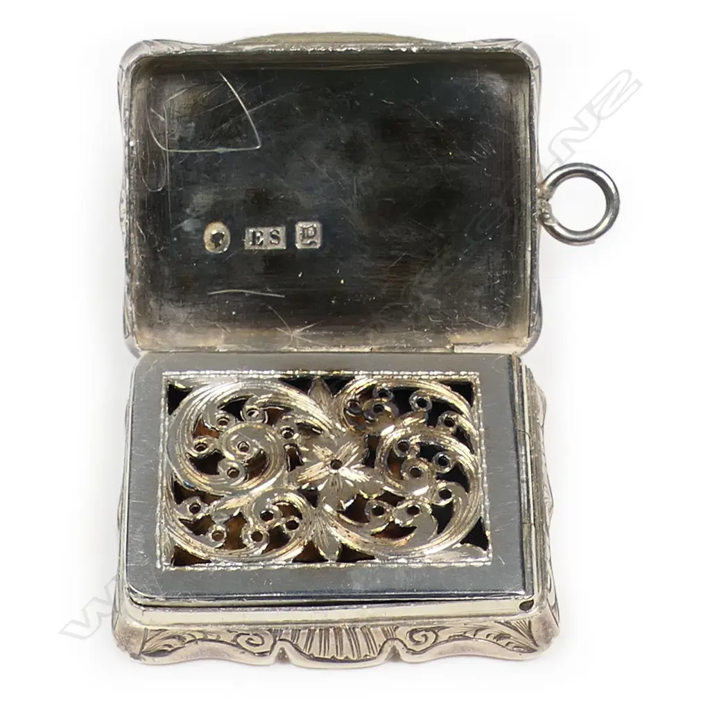 An unusual Victorian silver picture topped vinaigrette, Image 1++