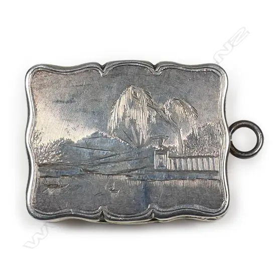 An unusual Victorian silver picture topped vinaigrette,