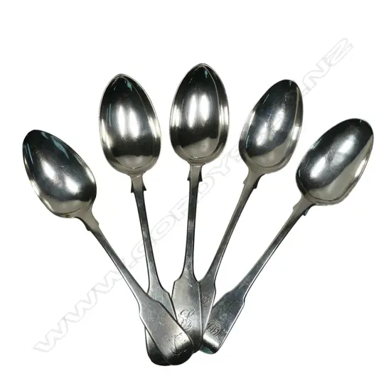 Five silver tablespoons,