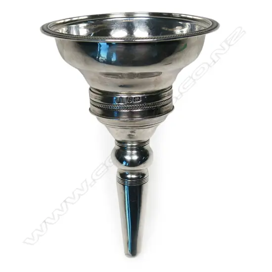 A George III silver wine funnel,