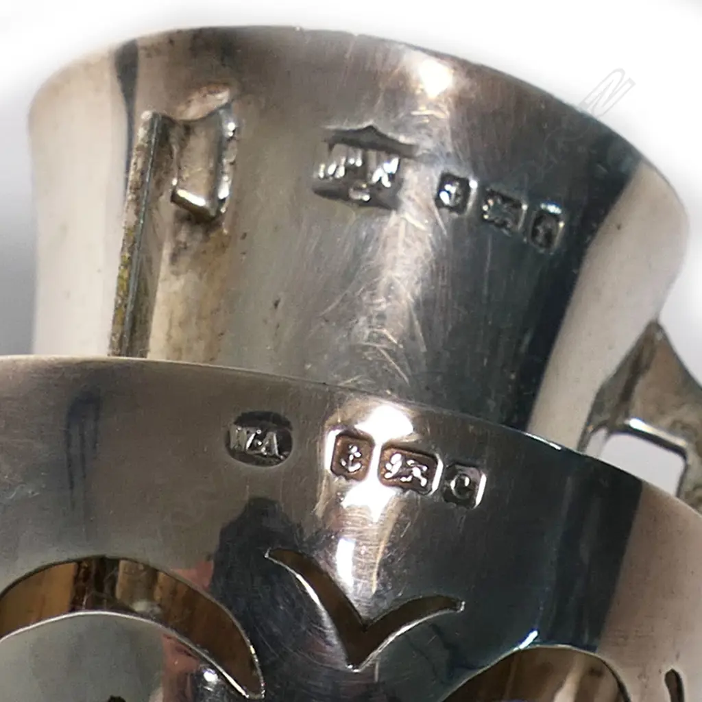 An Edwardian cased set of silver and porcelain coffee zarfs and liquor cups, Image 1++