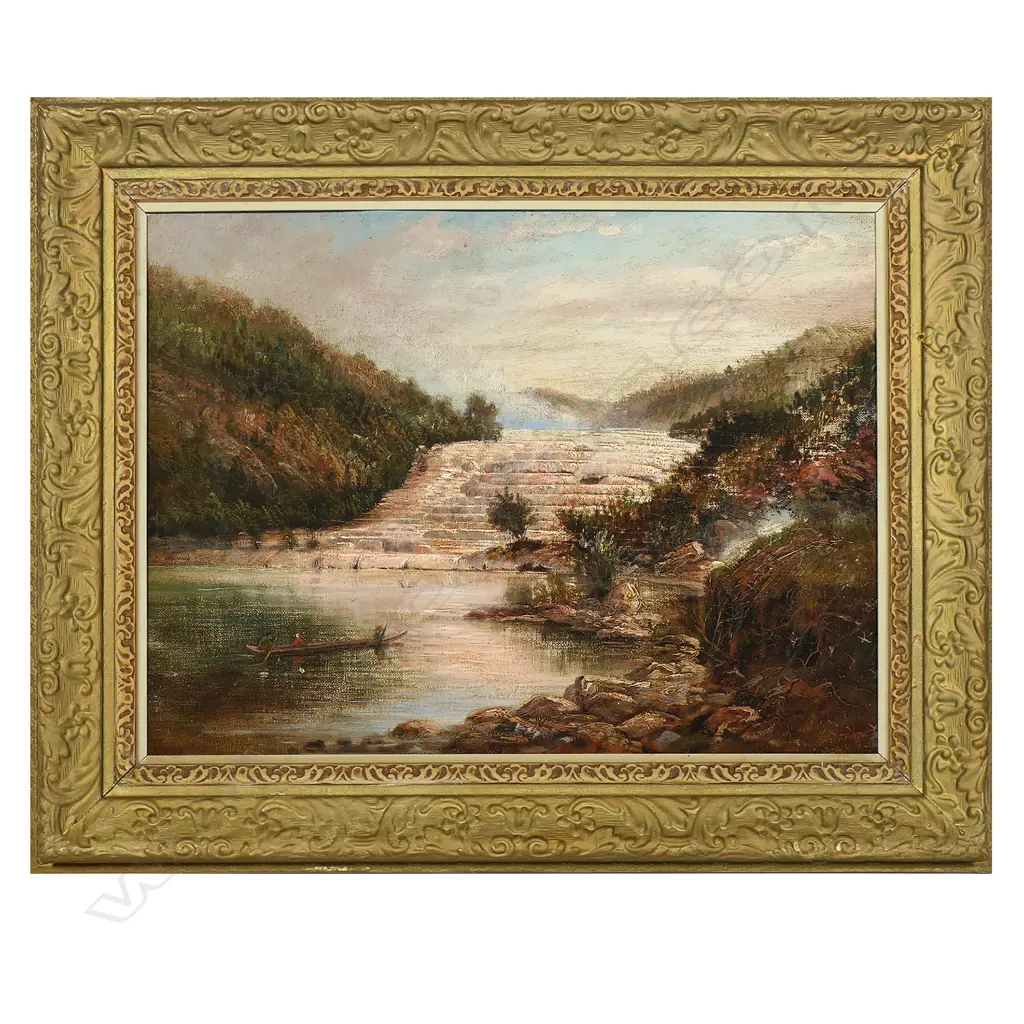 Charles Blomfield (1848-1926) pair untitled oils of the pink and white terraces, Image 1++
