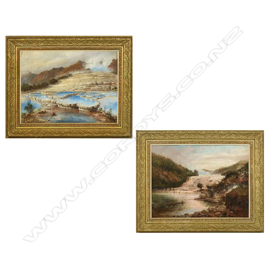 Charles Blomfield (1848-1926) pair untitled oils of the pink and white terraces, Image 1++