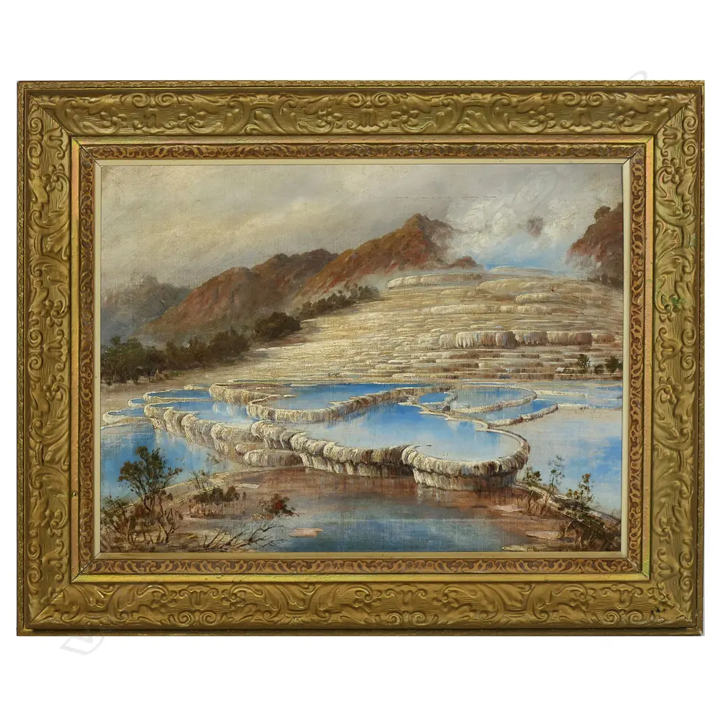 Charles Blomfield (1848-1926) pair untitled oils of the pink and white terraces, Image 1++