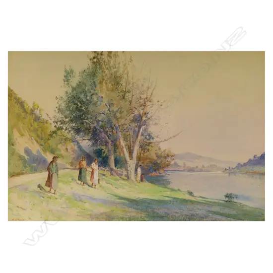 Walter Wright (1866-1933) 'A Glimpse of the Waikato River Above Mercer',