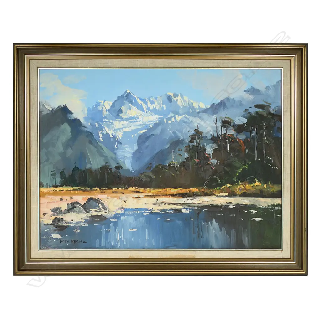 Peter Beadle (1933-2021) 'Fox Glacier. Main Divide from Near Fox Township. West Coast NZ', Image 1++