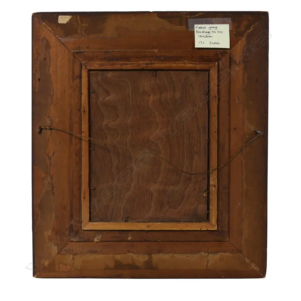 18thC Continental artist unknown 'Father Giving a Birdcage to Children', Image 1++