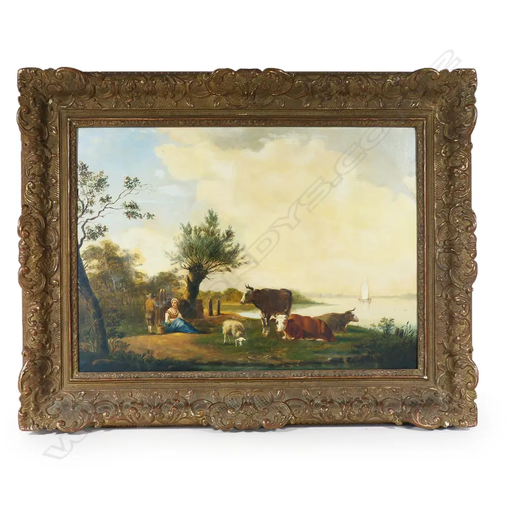 Albertus Jacobus Barense (1835-1919) 'Cows at the River', Image 1++