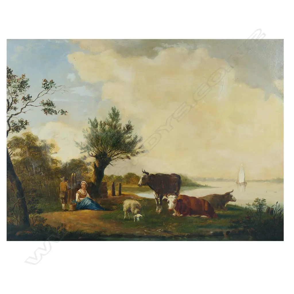 Albertus Jacobus Barense (1835-1919) 'Cows at the River', Image 1++