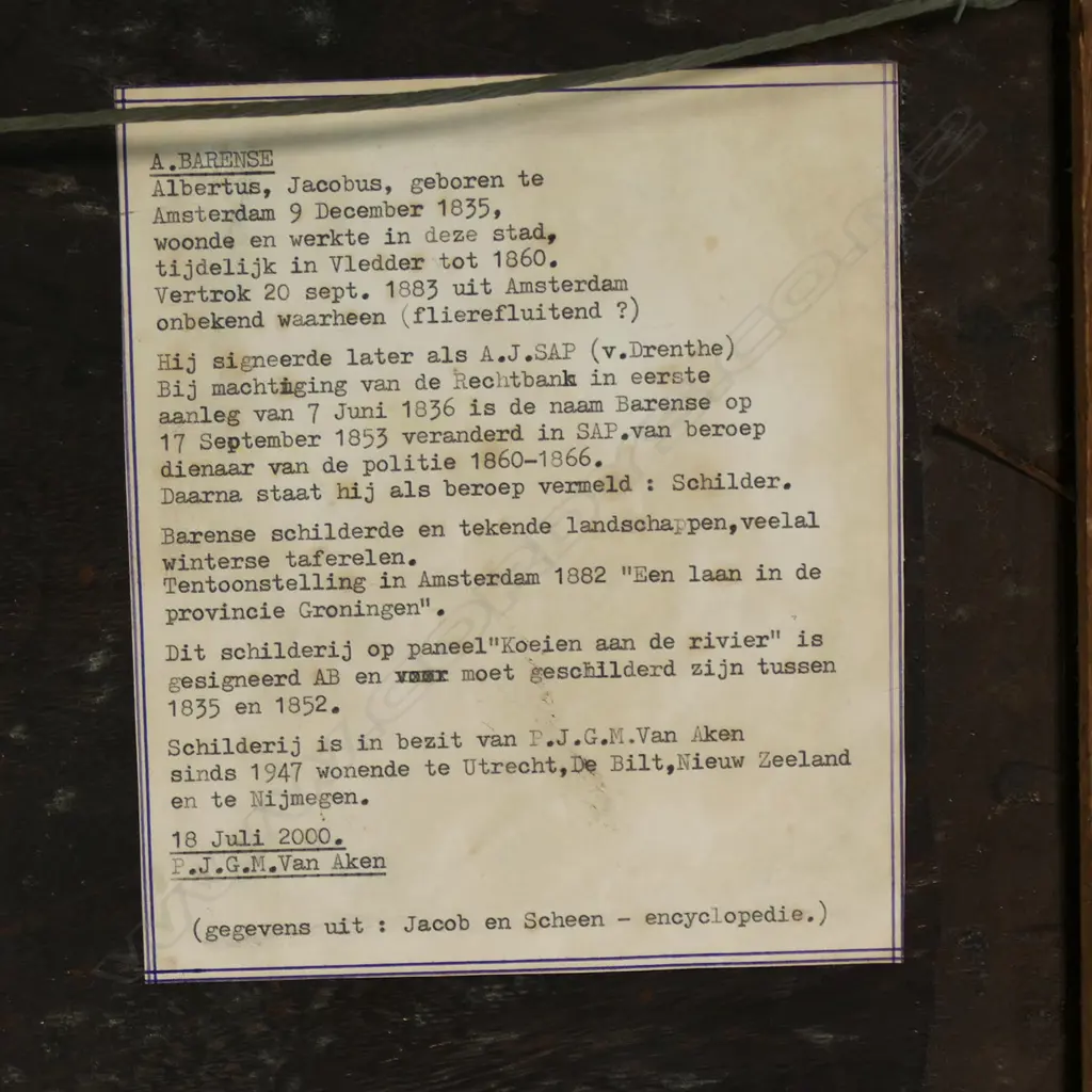 Albertus Jacobus Barense (1835-1919) 'Cows at the River', Image 1++